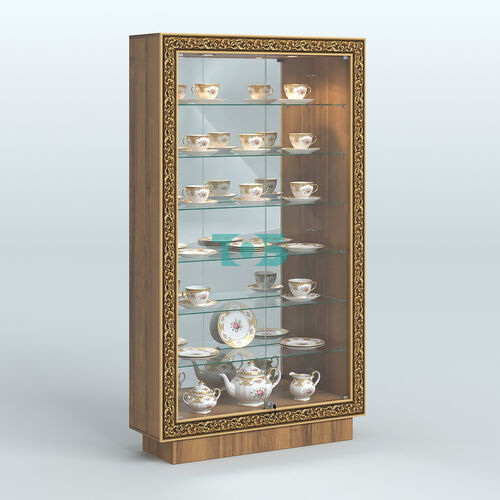 Низкая витрина с декором и узкими полками НБА-11