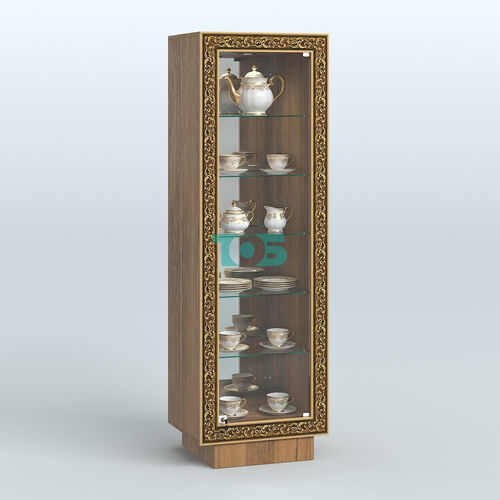 Низкая витрина с декором и пятью прозрачными полками НБА-503