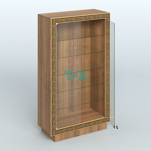 Низкая витрина с декором и прозрачными дверками НБА-505