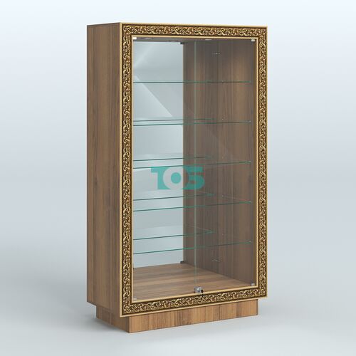 Низкая витрина с декором и задней зеркальной стенкой НБА-507