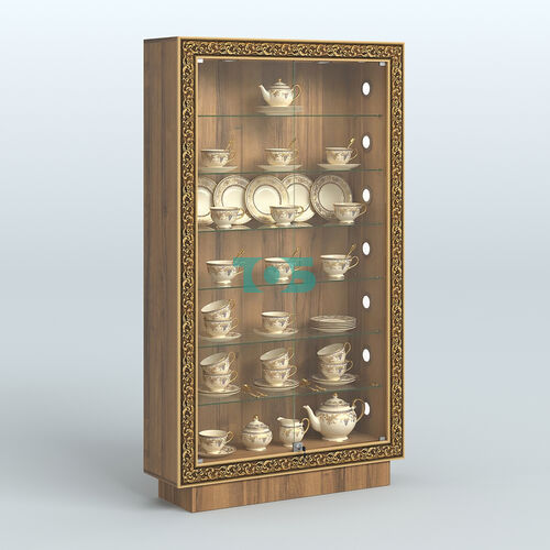 Низкая витрина с декором и шестью прозрачными полками НБА-9С