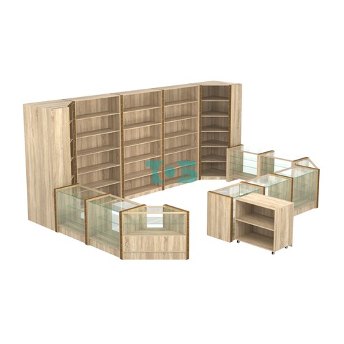 Торговый островок из стекла и ДСП с молдингами №6 (5,38 кв.м)