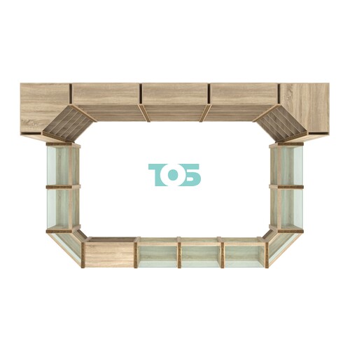 Торговый островок из стекла и ДСП с молдингами №6 (5,38 кв.м)