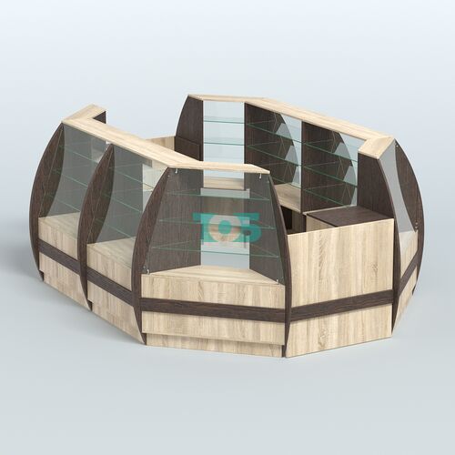 Торговый островок из стекла и дсп БРИЗ средний №3