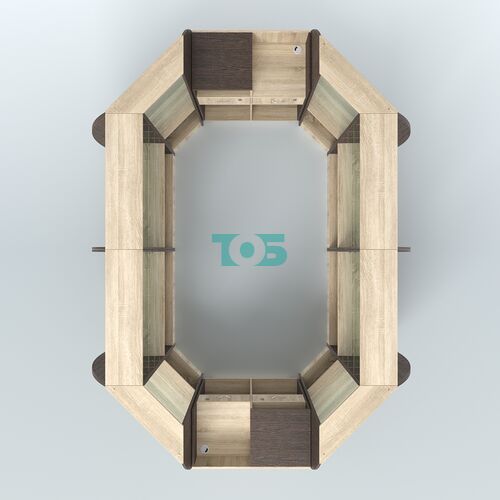 Торговый островок из стекла и дсп БРИЗ средний №3