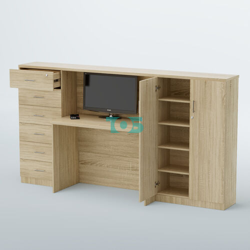 Ресепшен с тумбами и горизонтальным декором ВЕГА №2Д