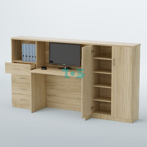 Ресепшен с тумбами и декорированным фасадом ВЕГА №3Д