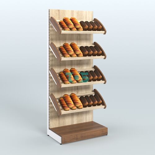 Торговый стеллаж широкий для продажи хлеба и выпечки с полками - корзинами СХ-1