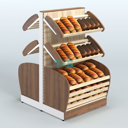 Низкий островной стеллаж с корзиной - накопителем для хлеба и выпечки СХОН-05