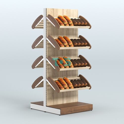 Высокий островной стеллаж с наклонными полками для хлеба и выпечки СХОВ-01