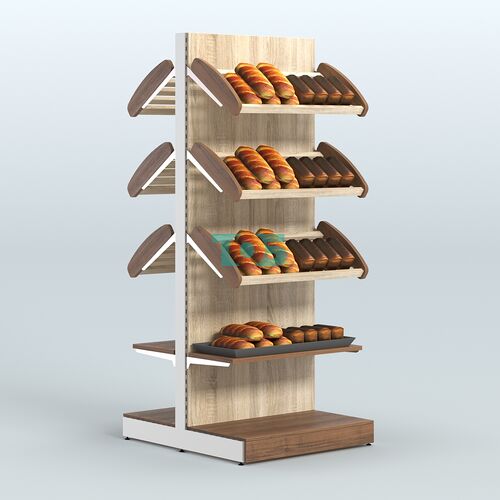Высокий островной стеллаж со сборными для хлеба и выпечки СХОВ-03