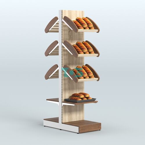 Узкий островной стеллаж со сборными для хлеба и выпечки СХОВ-04