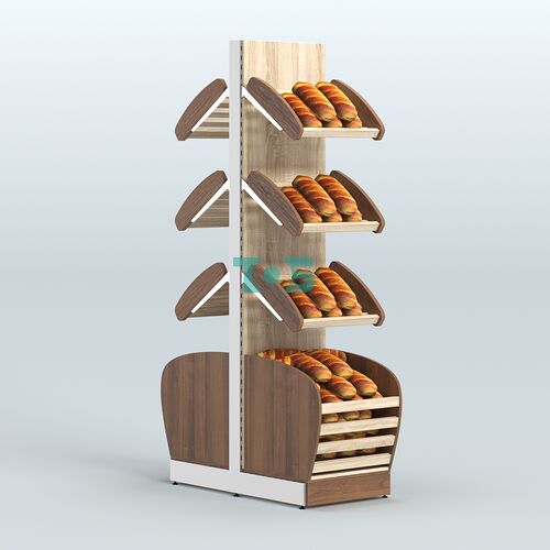 Высокий островной стеллаж с малыми корзинами для хлеба и выпечки СХОВН-02