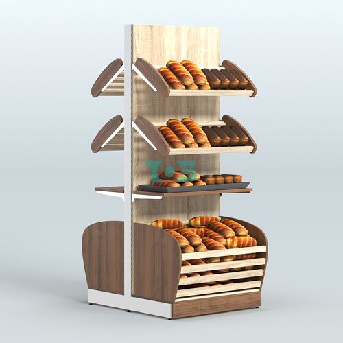 Большой островной стеллаж с полками и корзинами для хлеба и выпечки СХОВН-03
