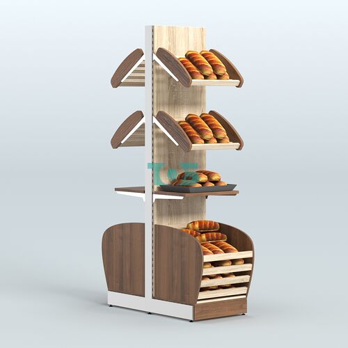 Малый островной стеллаж с полками и корзинами для хлеба и выпечки СХОВН-04