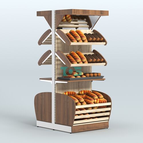 Высокий островной стеллаж в центр зала для хлеба и выпечки СХОВНФ-03