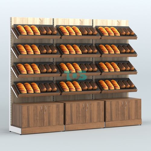 Стеллаж для хлеба и выпечки с четырьмя наклонными полками и накопителем трех-секционный СХНП-04