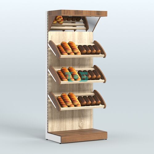 Стеллаж для хлеба и выпечки с тремя наклонными полками и зеркальным фризом СХНПФ-01