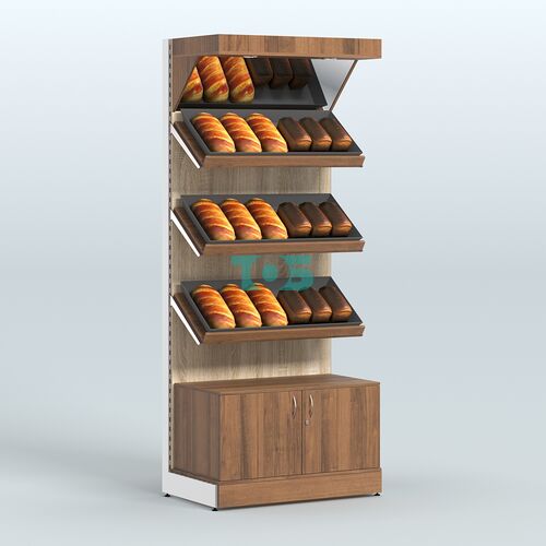 Стеллаж для хлеба и выпечки с тремя наклонными полками накопителем и фризом СХНПНФ-01