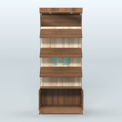 Стеллаж для хлеба и выпечки с тремя наклонными полками, накопителем и фризом Феникс №11ФН