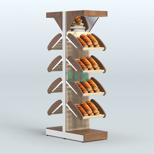 Стеллаж для хлеба островной узкий с полками и зеркальным фризом СХОВФ-02