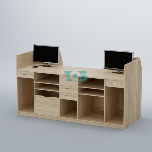 Ресепшен Атлант с накладными планками и наклонными полками №7