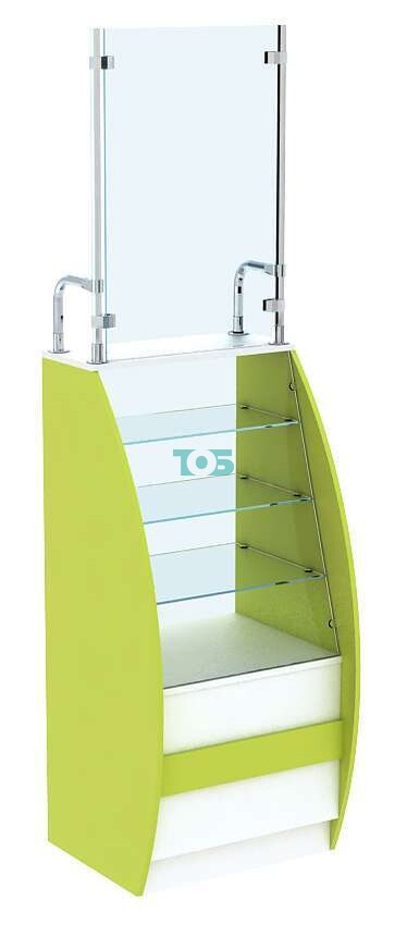 Аптечный прилавок серии БРИЗ - ЛАЙМ с защитными экраном небольшой №1-600-ЗЭ