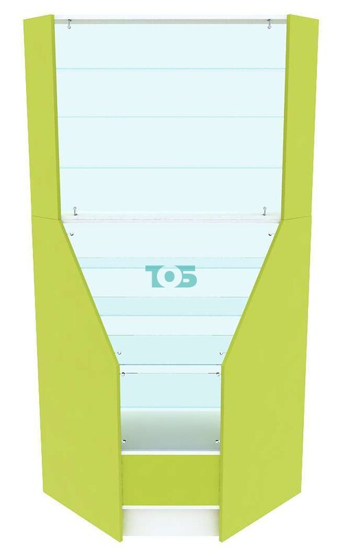 Аптечная витрина первой линии внутренний угол серии АЛМАЗ - ЛАЙМ №4