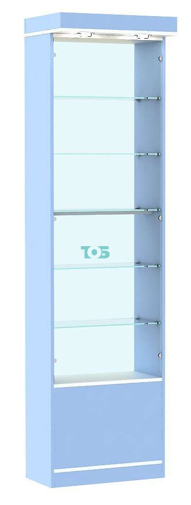 Аптечная витрина первой линии узкая с фризом серии СЭСП - ГОЛУБОЙ ГОРИЗОНТ №2-300-Ф