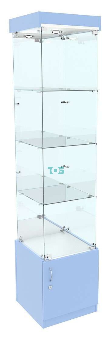 Витрина квадратная с зеркалом для аптеки ГОЛУБОЙ ГОРИЗОНТ-04