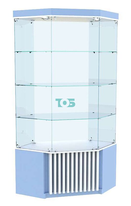 Аптечная витрина с тремя полками внутреннего угла серии ВЕРТИКАЛЬ - ГОЛУБОЙ ГОРИЗОНТ №104