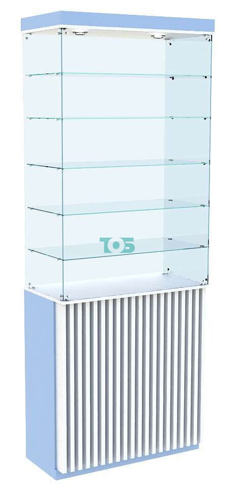 Высокая аптечная витрина прозрачная серии ВЕРТИКАЛЬ - ГОЛУБОЙ ГОРИЗОНТ №601В