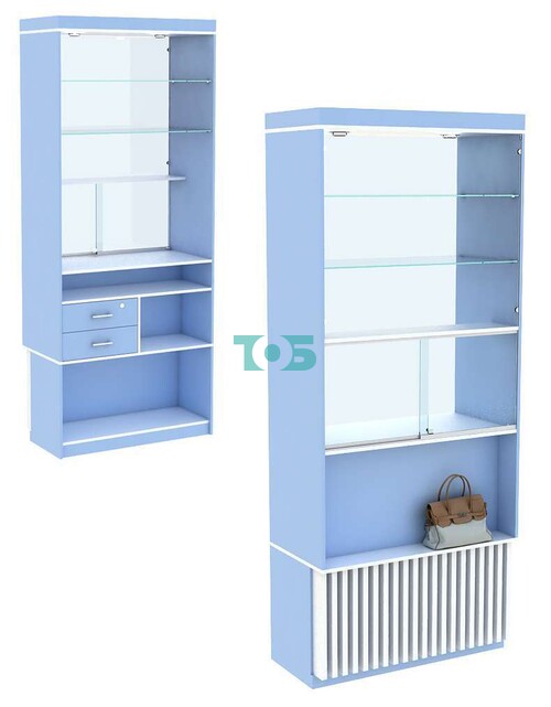 Высокая аптечная витрина-прилавок первой линии серии ВЕРТИКАЛЬ - ГОЛУБОЙ ГОРИЗОНТ №2