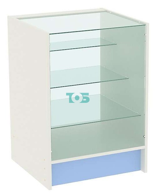 Недорогой прилавок из ДСП и стекла для аптеки ГОЛУБОЙ ГОРИЗОНТ-04-600