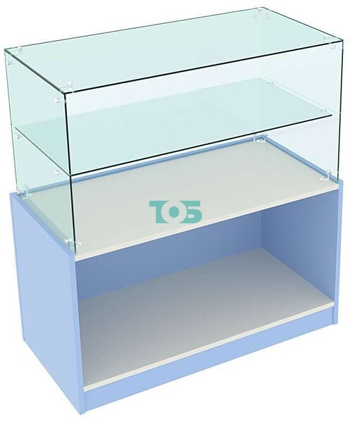Стеклянный прилавок с накопителем для аптеки ГОЛУБОЙ ГОРИЗОНТ-СПИ-01