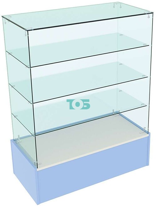 Стеклянный высокий прилавок на подиуме для аптеки ГОЛУБОЙ ГОРИЗОНТ-СПИ-08