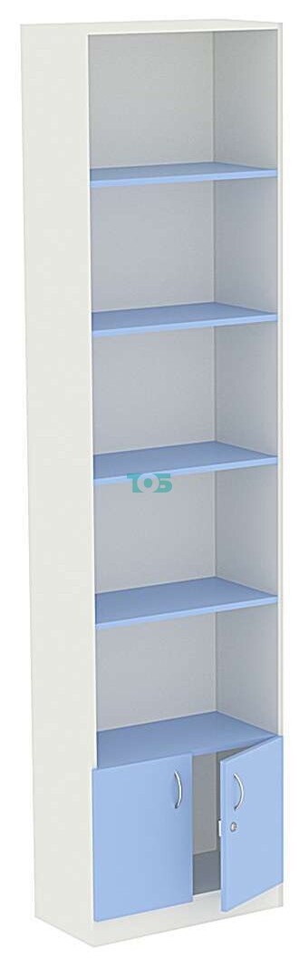 Высокий пристенный стеллаж с накопителем для аптеки ГОЛУБОЙ ГОРИЗОНТ-2ВН-300