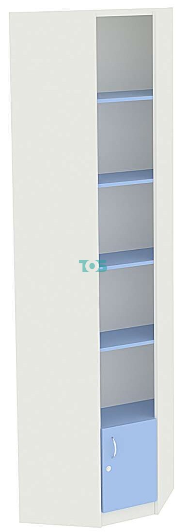 Высокий стеллаж с накопителем и дверкой для аптеки ГОЛУБОЙ ГОРИЗОНТ-5ВН-400