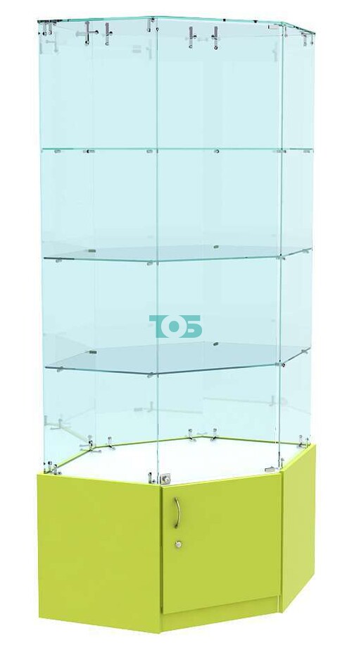 Высокая витрина в центр зала с прозрачным верхом для аптеки серии ЛАЙМ №18