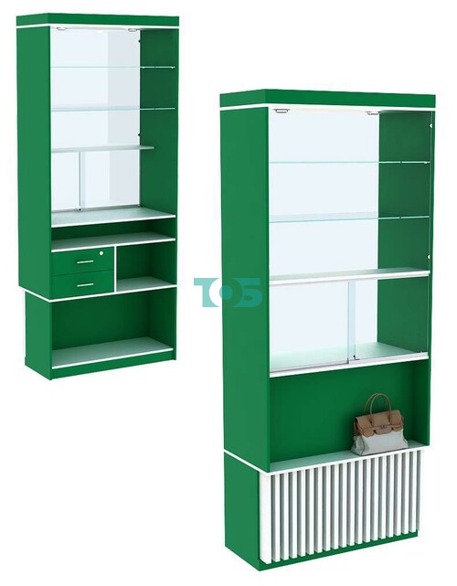 Высокая аптечная витрина-прилавок первой линии серии ВЕРТИКАЛЬ - ИЗУМРУД №2