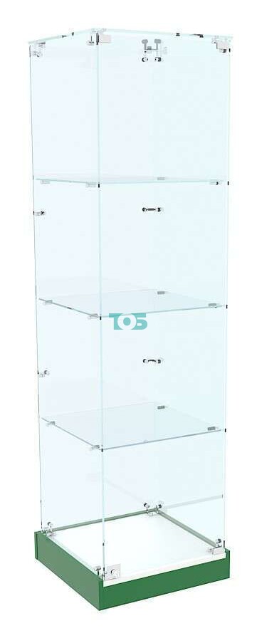 Стеклянная витрина с полками в центр зала для аптеки ИЗУМРУД-ХП-01