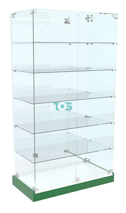Стеклянная витрина большая с зеркалом в центр зала для аптеки ИЗУМРУД-ХП-507