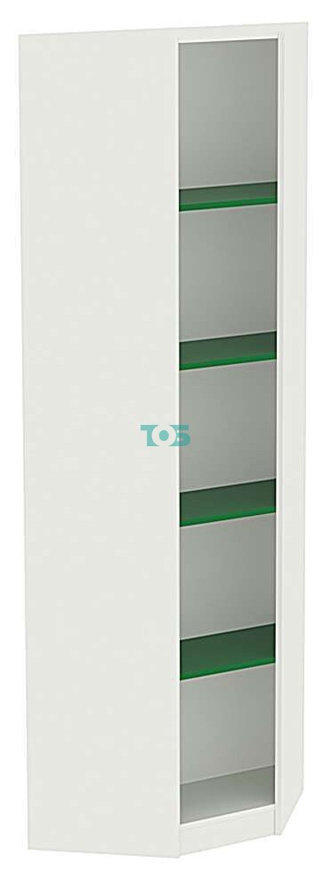 Угловой стеллаж с пятью полками для аптеки ИЗУМРУД-5-400