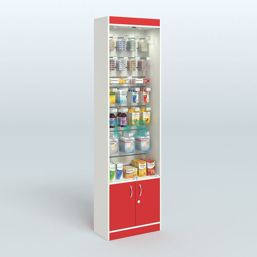 Витрина закрытая из ДСП с экономпанелью для аптеки №2-300-4