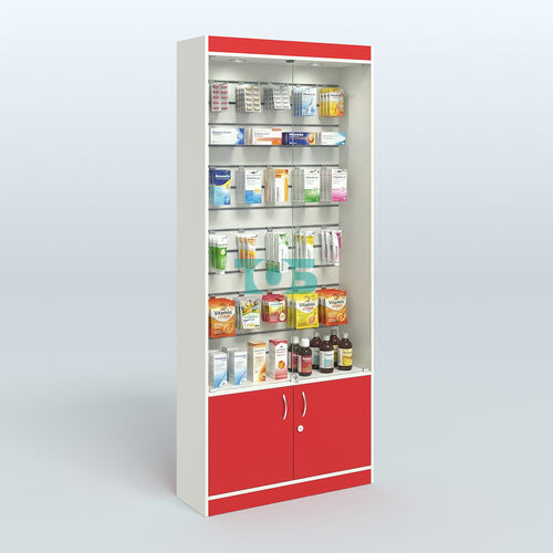 Витрина пристенная из ДСП с экономпанелью для аптеки №1-300-4