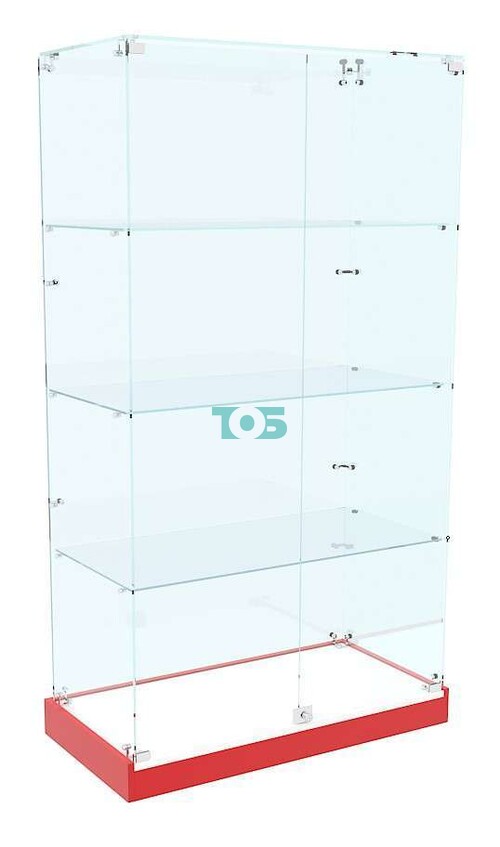 Стеклянная прямоугольная витрина в центр зала для аптеки RED-ХП-05