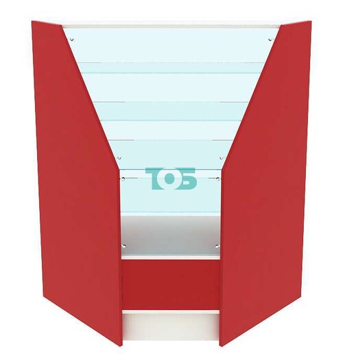 Прилавок для аптеки внутренний угол серии АЛМАЗ - RED №4