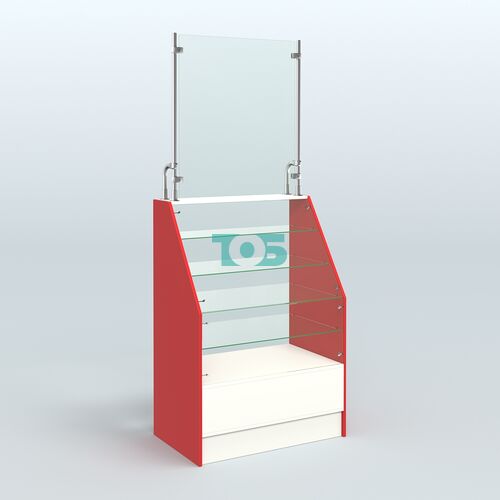 Прилавок для аптеки широкий серии АЛМАЗ с защитным экраном №1-900мм