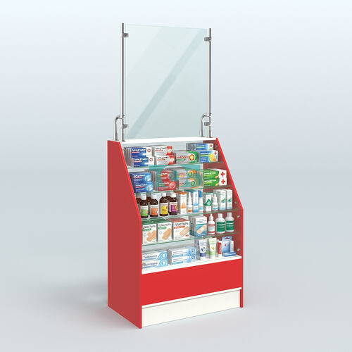 Прилавок для аптеки широкий серии АЛМАЗ с защитным экраном №1-900мм