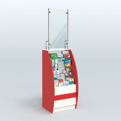 Аптечный прилавок серии БРИЗ с защитными экраном небольшой №1-600-ЗЭ